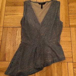 BCBG light blue lace asymmetrical peplum top